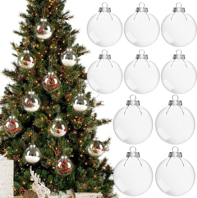 6 Stück ZQNYCY Weihnachtskugeln transparent, befüllbare Weihnachtsbaum Ornamente aus Kunststoff für Weihnachten und Neujahr - Bild 1