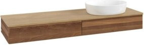 V&B Waschtischunterschrank Antao ohne Frontstruktur, Farbe Warm Walnut, B/T/H: 160 x 50 x 2 cm - Bild 1