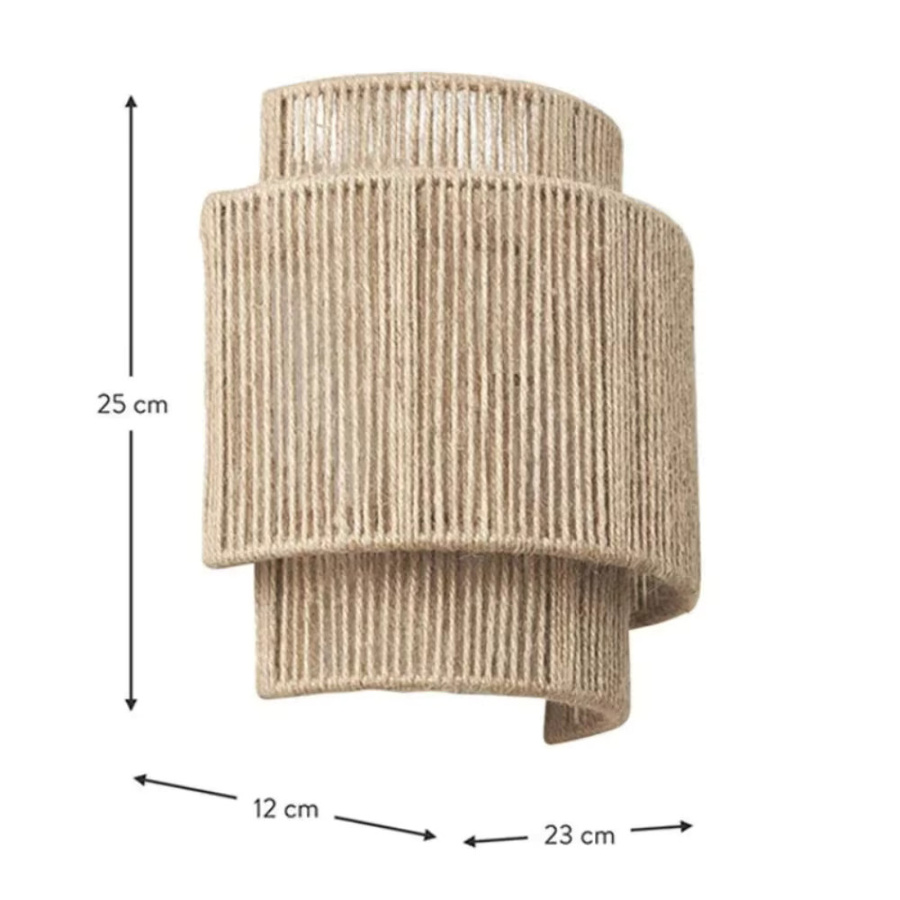JOYINLED Vintage Wandlampe aus handgewebtem Hanfseil und Rattan in Braun für Schlafzimmer, Esszimmer und Arbeitszimmer mit E27 Fassung - Bild 2