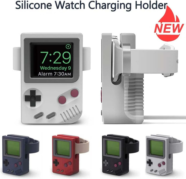 Apple Silikonhalter für Apple Watch, Schwarz, Retro Spielkonsolen-Design - Bild 1