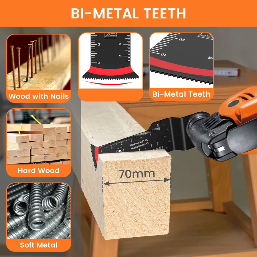 Toorise Multitool-Sägeblätter aus Bimetall und Kohlenstoffstahl für Holz, 10 bis 21 Stück Set - Bild 4