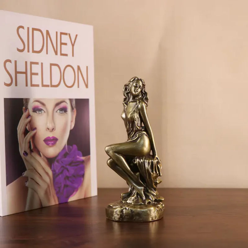 DEANSEN Venus Statue Griechische Göttin Skulptur aus Kunstharz in Kupfer Optik für Wohnzimmer und Bücherregal - Bild 3