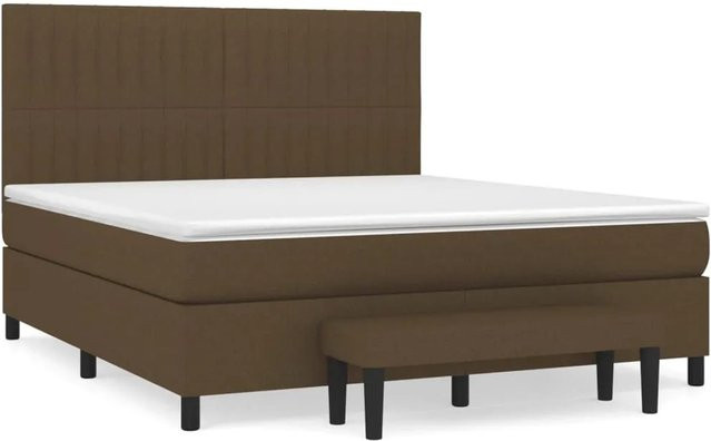 vidaXL Boxspringbett mit Matratze in Braun aus Stoff, B/T/H: 180 x 200 x 128 cm - Bild 1