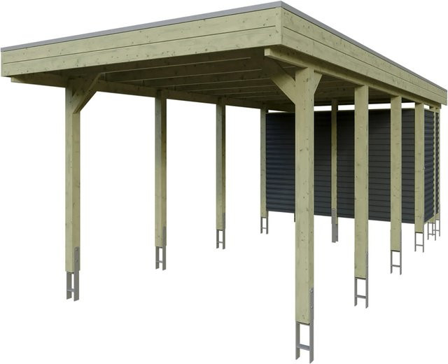 Skan Holz Einzelcarport Friesland Set 12 mit Abstellraum Grün B/T: 708 x 314 cm - Bild 1