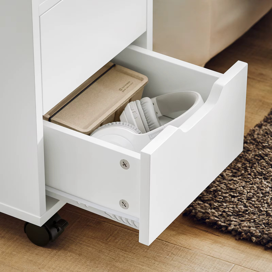 SoBuy FBT130-WN Druckertisch mit Rollen und Schubladen in Weiß - Bild 4