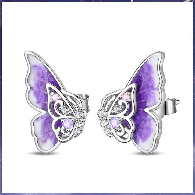 Ohrringe Schmetterling, 925 Silber, Zirkonia, Damen - Bild 1