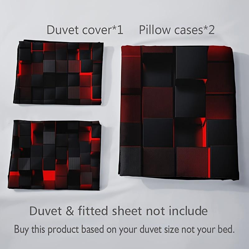 Bettwäscheset Binchi Outdoor Product mit rotem Gittermuster, bestehend aus 1 Bettbezug und 2 Kissenbezügen, B/H: 220 x 240 cm - Bild 3
