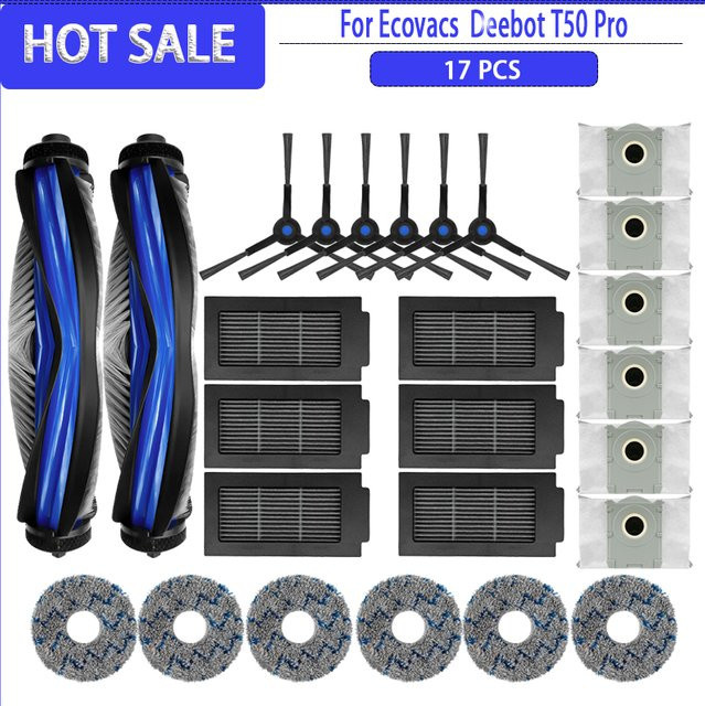 Ecovacs Deebot T50 Pro Omni und T50 Omni Zubehör Set mit Hauptseitenbürste, HEPA-Filter, Mopp-Tuch und Staubbeutel in Multicolour - Bild 1