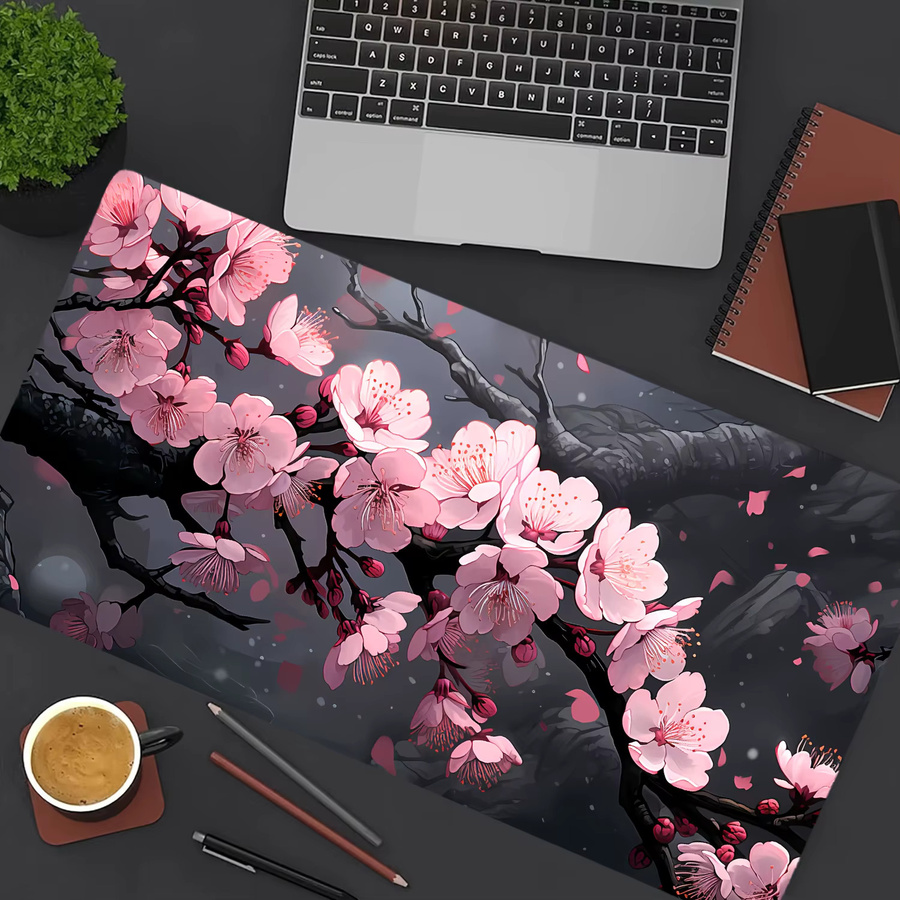 Mairuige Sakura Gaming-Mauspad in Schwarz und Rosa mit glatter Oberfläche und rutschfester Unterseite - Bild 2
