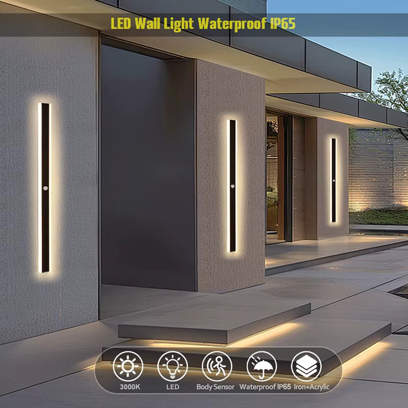 IISINUO LED Außenwandleuchte mit Bewegungssensor in Schwarz, IP65 wasserdichte Gartenlampe für Up-Down-Beleuchtung - Bild 2