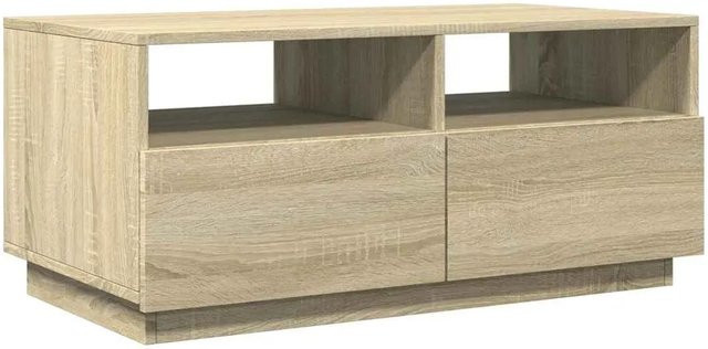 vidaXL Couchtisch mit LED-Leuchten in Sonoma-Eiche, modern und rechteckig, B/T/H: 90 x 49 x 40 cm - Bild 1