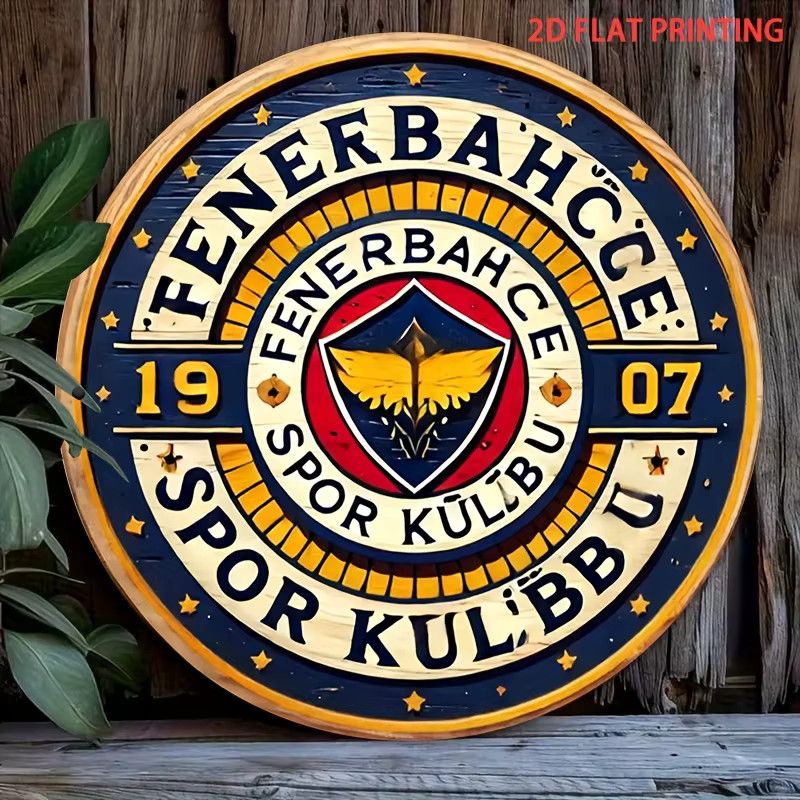 Dekoratives Wandschild mit Fenerbahce Sports Club-Logo von Potdemiel, rundes Metall-Wandkunst im Vintage-Stil, Durchmesser: 19,81 cm, Multicolor - Bild 5