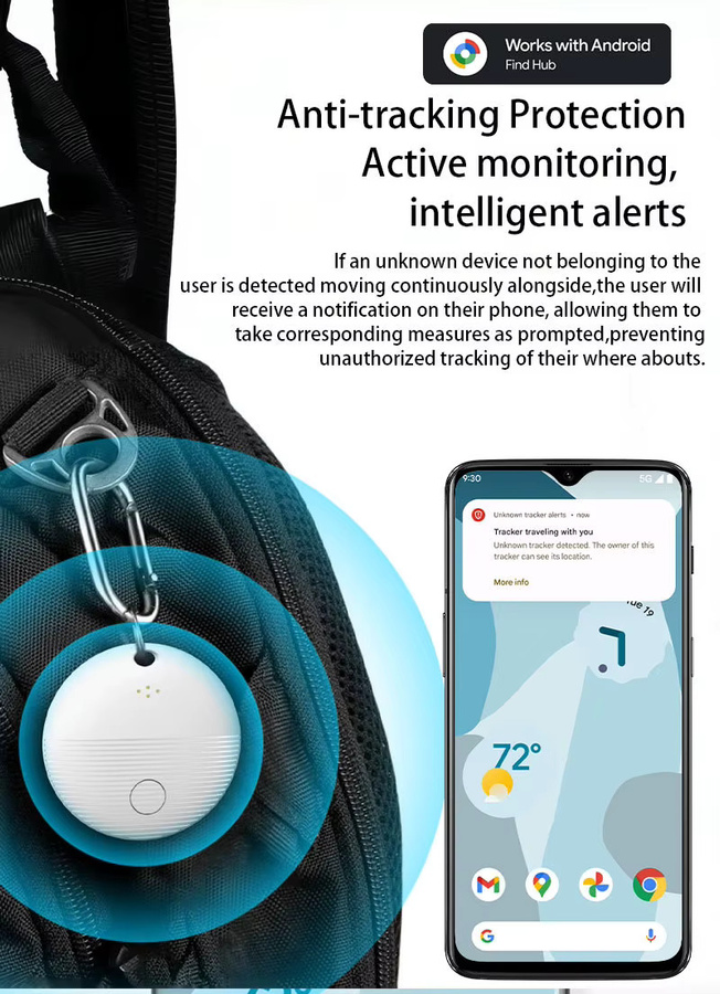 Google GPS-Tracker für Android in Weiß – Tragbares Bluetooth-Ortungsgerät zur Verlustvermeidung für Fahrrad und Schlüssel - Bild 2