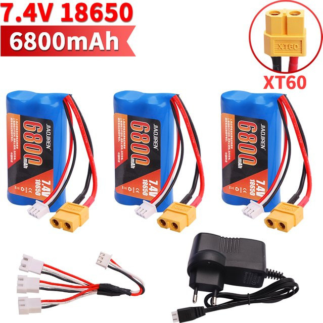 Henglong Li-Ion Akku 2S 7,4 V 6800 mAh mit XT60 Anschluss für 1/16 RC Panzer Blau - Bild 1