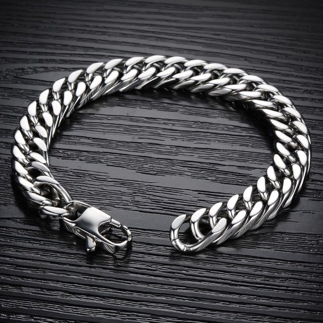 BJXMOSO Armband, Edelstahl, Silber, 10mm, Unisex - Bild 1