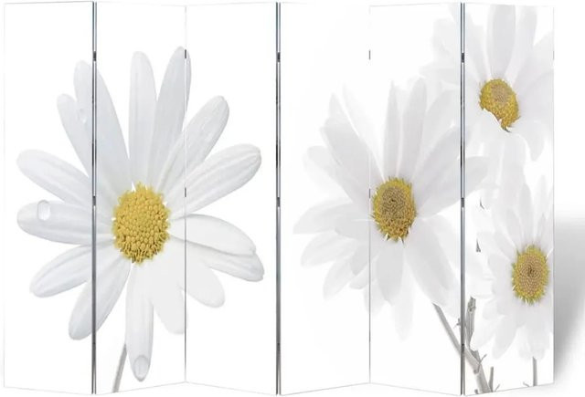 vidaXL Raumteiler klappbar mit Blumenmuster in Pink und Weiß, H x B: 217 x 170 cm - Bild 1