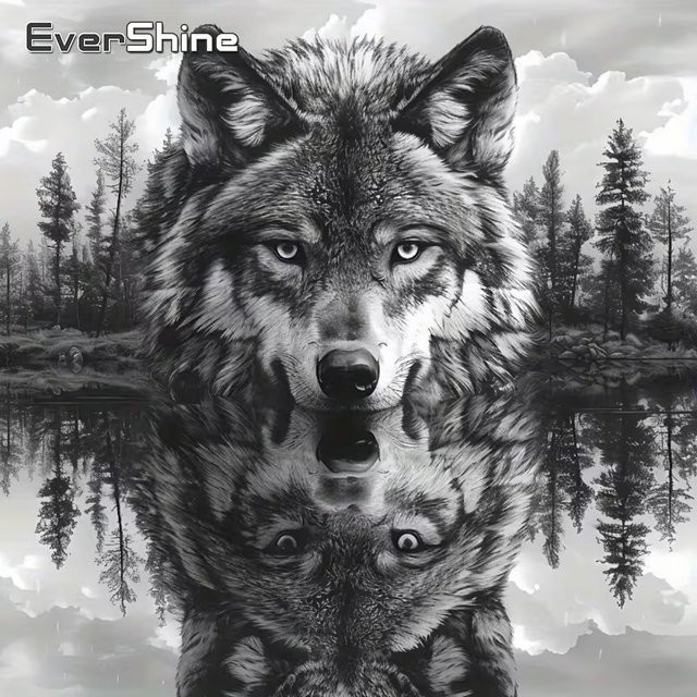 EverShine Diamant-Mosaik Wolf, Bastelset, Schwarz Weiß - Bild 1