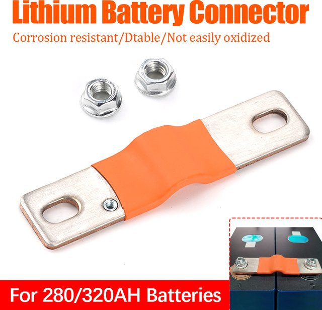 JAKYLOVE Kupfer Sammelschiene für LiFePO4 Batterien, Gold, 400A, Lochabstand: 74 mm, Dicke: 3 mm - Bild 1