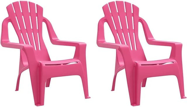 vidaXL Kinder-Gartenstühle 2er-Set in Rosa mit Holzoptik, B/T/H: 37 x 34 x 44 cm - Bild 1
