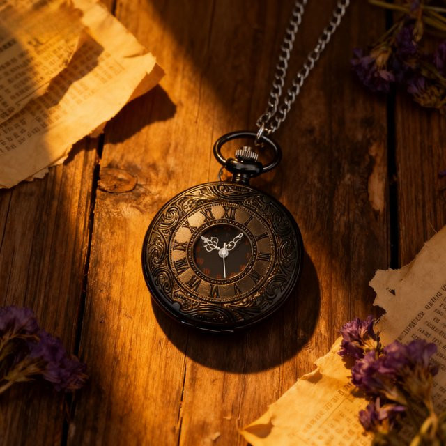 TINUORA Taschenuhr, Quarz, Messing, Schwarz, Unisex - Bild 1