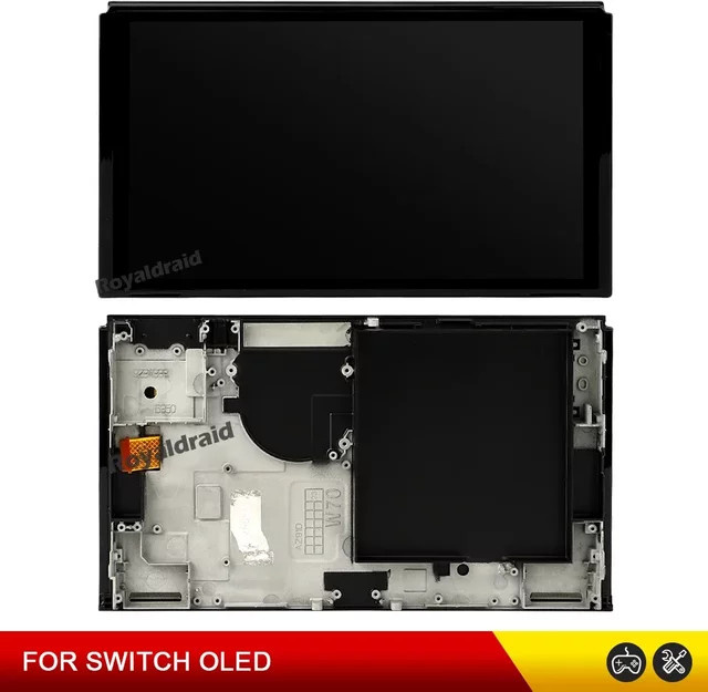 Nintendo Switch OLED Ersatz-LCD-Display mit Rahmen und Digitizer in Schwarz - Bild 1