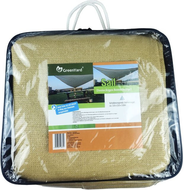 GreenYard Schattierungsnetz Sonnensegel aus luftdurchlässigem PE-Gewebe, Farbe: Grün, B/T: 3,6 x 3,6 m - Bild 1