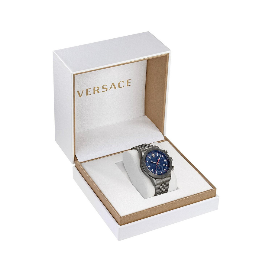Versace Chronograph, Quarz, Edelstahl, Blau, 44 mm, Herren - Bild 2