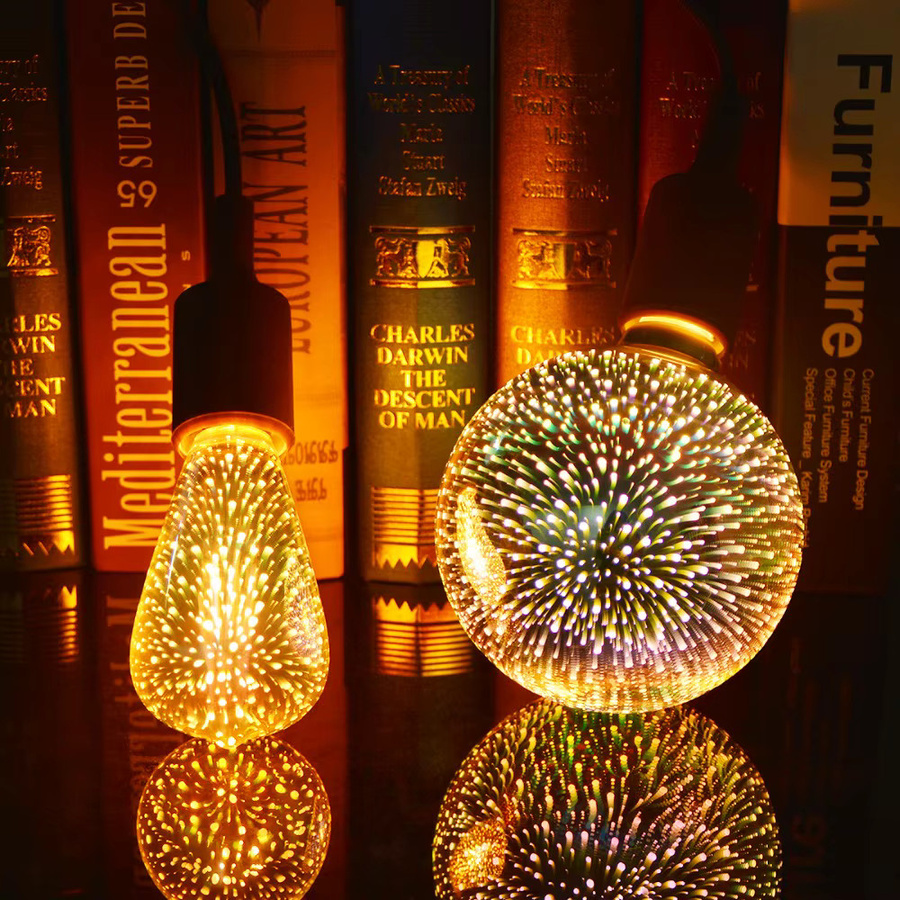 Guillermo E27 LED Glühbirne mit buntem 3D Feuerwerk Effekt in Vintage-Optik, Mehrfarbig - Bild 2