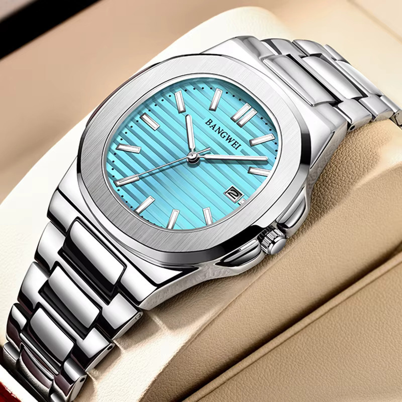 LIGE Armbanduhr Edelstahl, Quarz, Blau, Silber, Herren - Bild 6