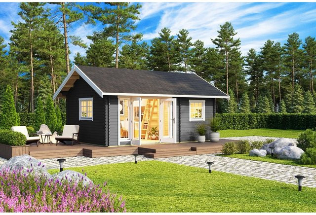 Lasita Gartenhaus Caroline Maja in Carbongrau mit Satteldach B/H/T: 675 x 330,6 x 489,9 cm - Bild 1