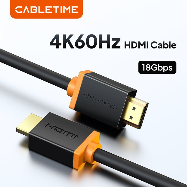 CABLETIME HDMI 2.0 Kabel in Schwarz mit 4K@60Hz Auflösung und 18Gbps für PC, Laptop und Monitor - Bild 1