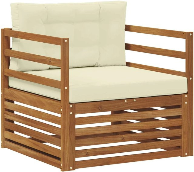 vidaXL Outdoor-Sofagarnitur aus massivem Akazienholz mit Polsterkissen in Beige - Bild 1