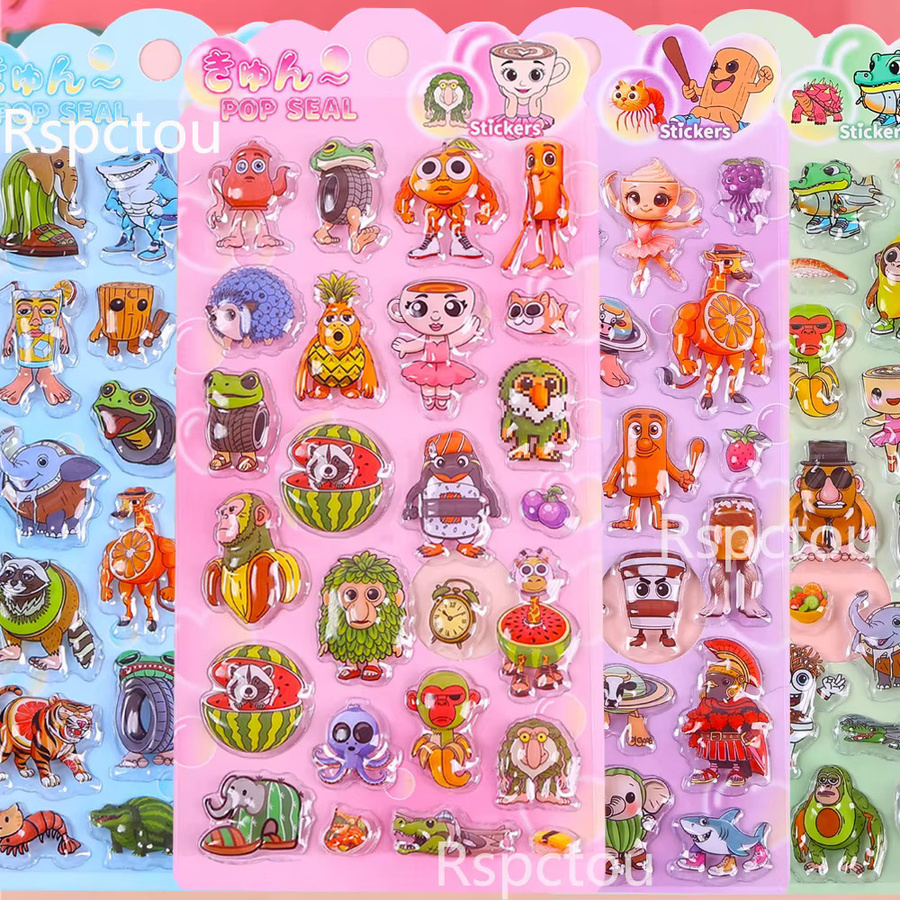 Tung Tung Sahur 3D Puffy Aufkleber, 4-teiliges Set - Bild 1