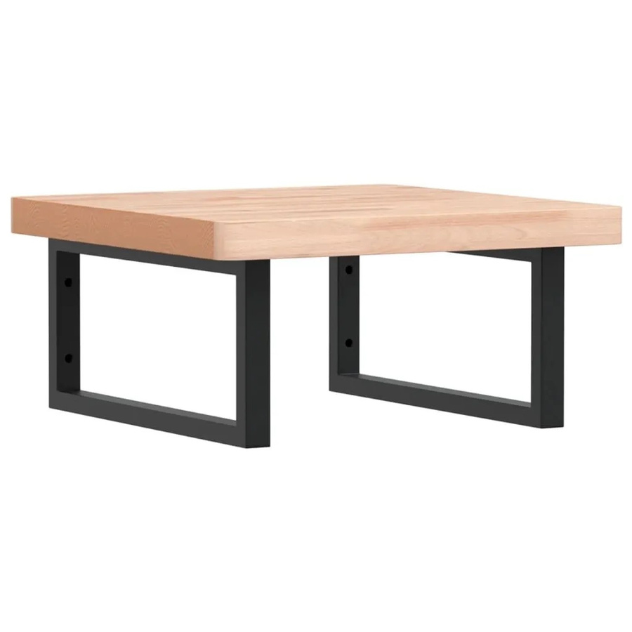 vidaXL Waschbeckenregal zur Wandmontage aus Stahl und Massivholz Buche in Schwarz-Braun - Bild 1