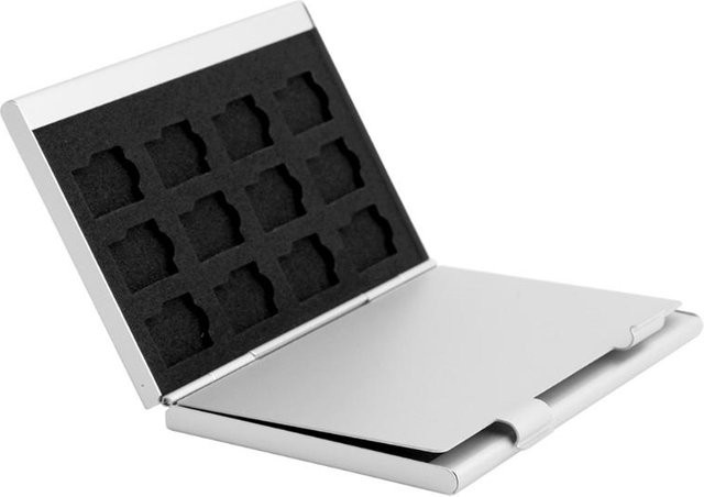 Mr. Dark Aluminium-Speicherkarten-Aufbewahrungskoffer für 24 TF-Micro-SD-Karten in Silber - Bild 1