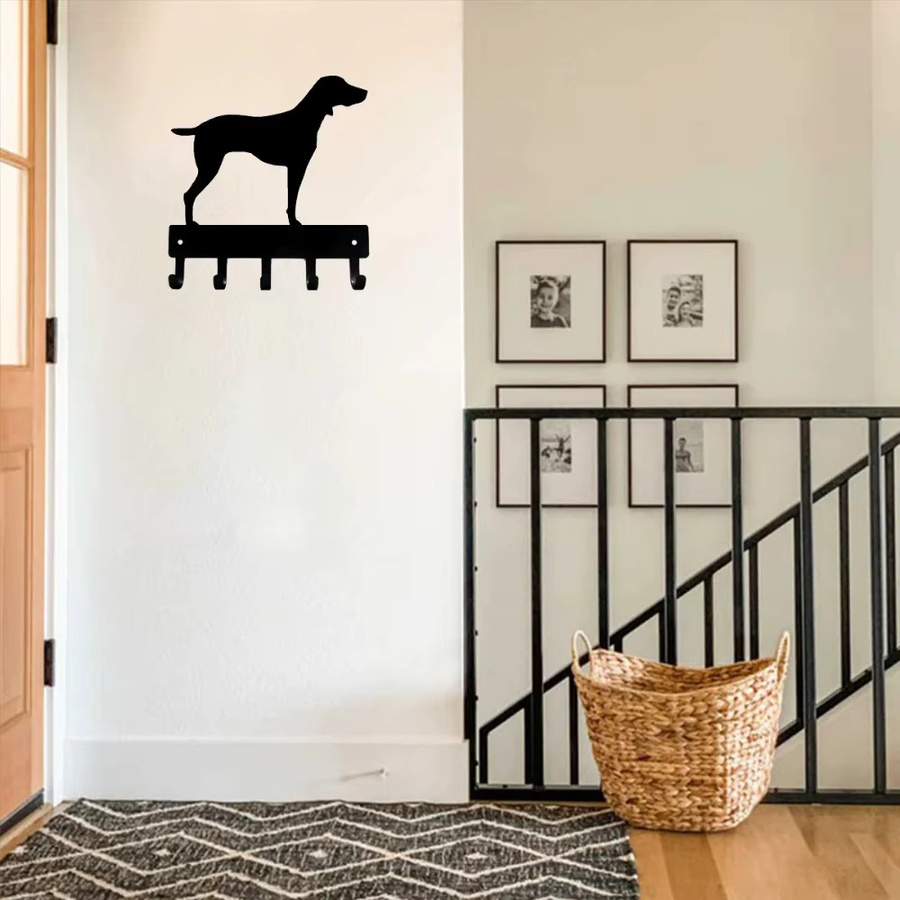 CIFBUY Weimaraner Hund Metall Wandkunst Schlüsselhalter in Schwarz - Bild 3