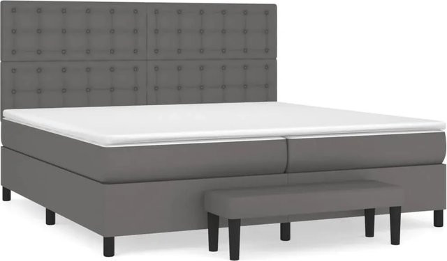 vidaXL Boxspringbett Hybrid mit Matratze in Grau und Weiß, B/T/H: 200 x 200 x 30 cm - Bild 1