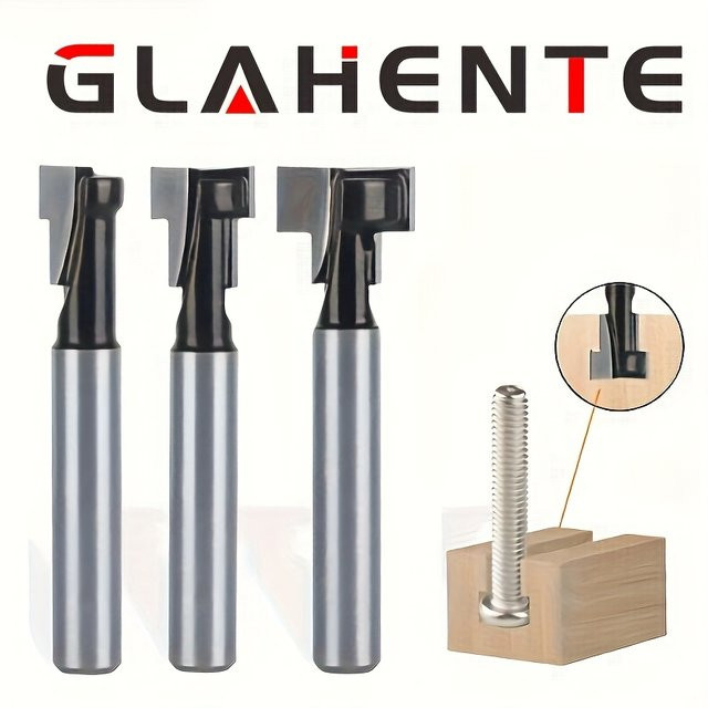 3-teiliges T-Nut- und Schlüssellochfräser-Set aus Schnellarbeitsstahl mit 1/4-Zoll-Schaft für Holz- und Metallbearbeitung in Silber - Bild 1