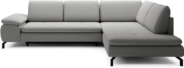 Vente-unique Schlafsofa Archibald L-Form in Grau mit Schlaffunktion und Strukturstoff - Bild 1