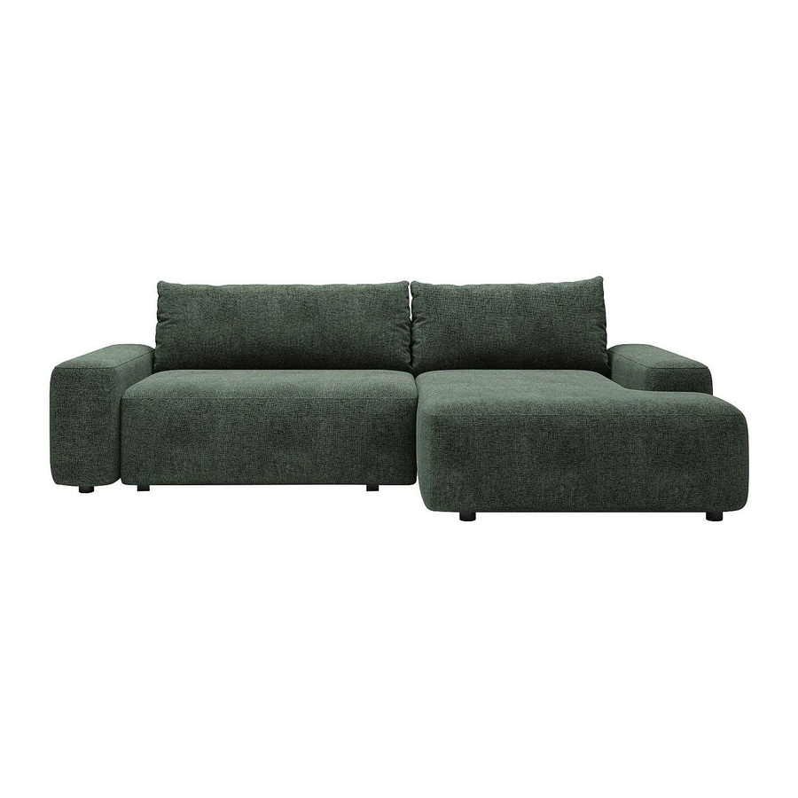 Vente-unique Schlafsofa Daviso in Grün mit L-Form und Polsterung aus Strukturstoff - Bild 2