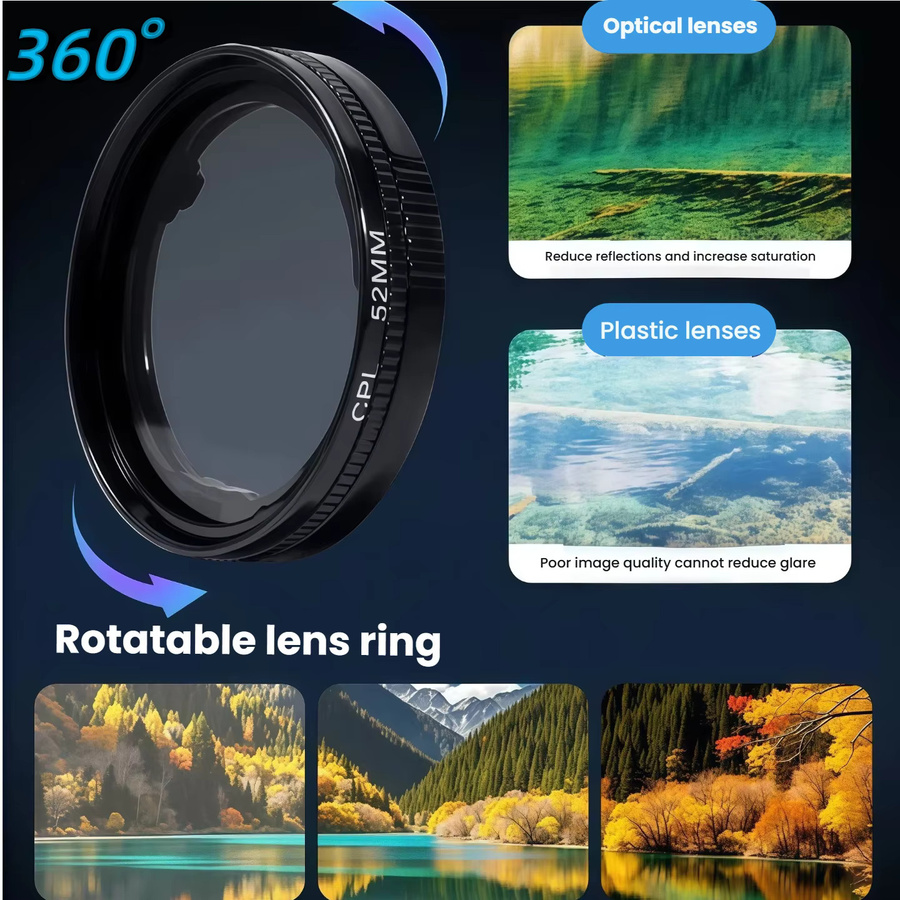 HD Magnetisches Telefon CPL Polarisationslinse mit Blendfreier optischer Beschichtung für Sternenfotografie und mobile Fotografie in Schwarz - Bild 4