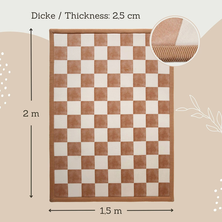 Hakuna Matte Kinderteppich mit Memory-Schaum in Beige und Multicolour, Checkerboard-Design, B/T: 150 x 200 cm - Bild 2