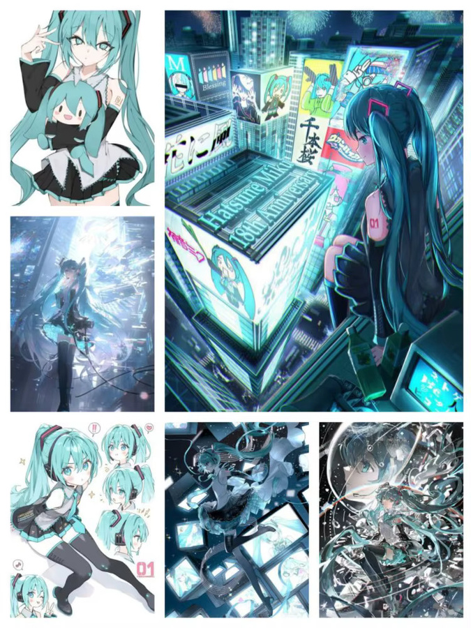 Potdemiel Hatsune Miku Anime DIY Diamantmalerei 5D Vollrund Wandkunst in Multicolour, B: 40 cm, H: 30 cm - Bild 3
