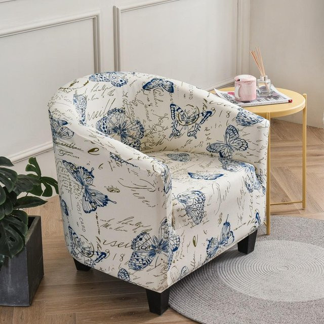 Yiran Furniture All-inclusive Schutzbezug für halbkreisförmige Klubsessel und Badewannen-Sofasessel aus Polyester, Breite: 60 cm, Tiefe: 50 cm - Bild 1