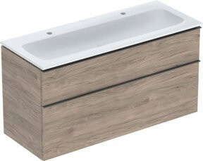 Geberit Möbel-Waschtischset iCon in Weiß mit Nuss-Optik und Griff in Lava Matt, B/T/H: 120 x 63 x 48 cm - Bild 1
