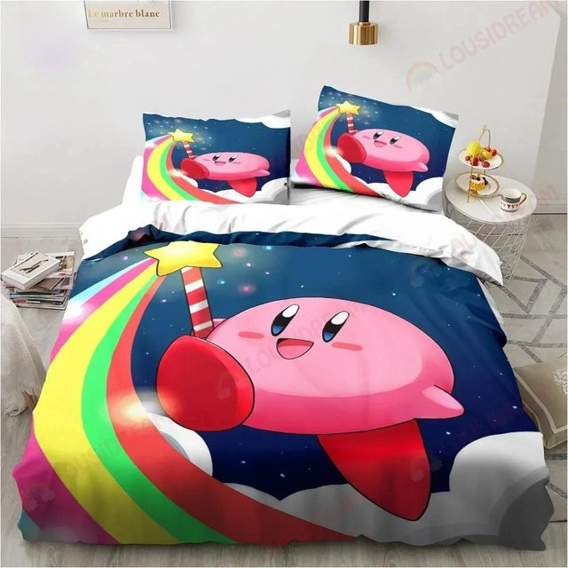 JMG Household Supplies Kirby Bettwäsche Set aus Mikrofaser mit Cartoon Print, 2-teilig, Blau, B/H: 135 x 200 cm - Bild 1