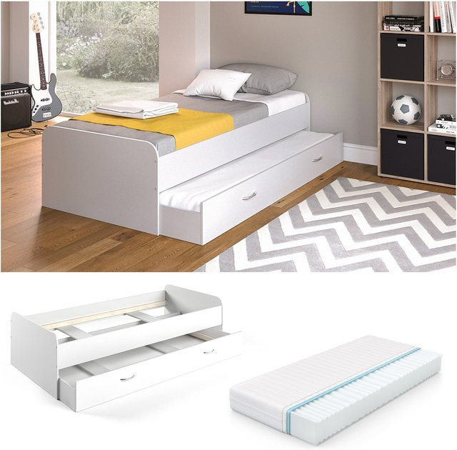 VitaliSpa Bett Enzo Jugendbett mit Gästeliege und Matratze, Farbe: Weiß, B/T/H: 90 x 200 cm - Bild 1
