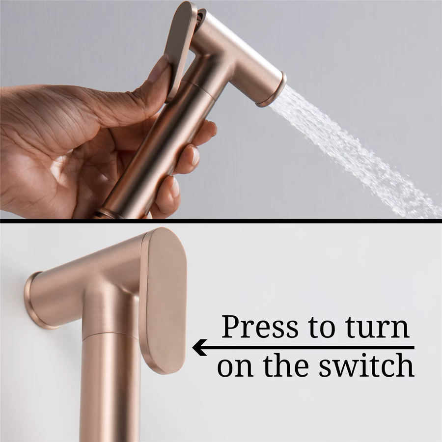 MELLRAIN Bidet-Sprühgerät Set mit Schlauch und Halterung in gebürstetem Roségold - Bild 2