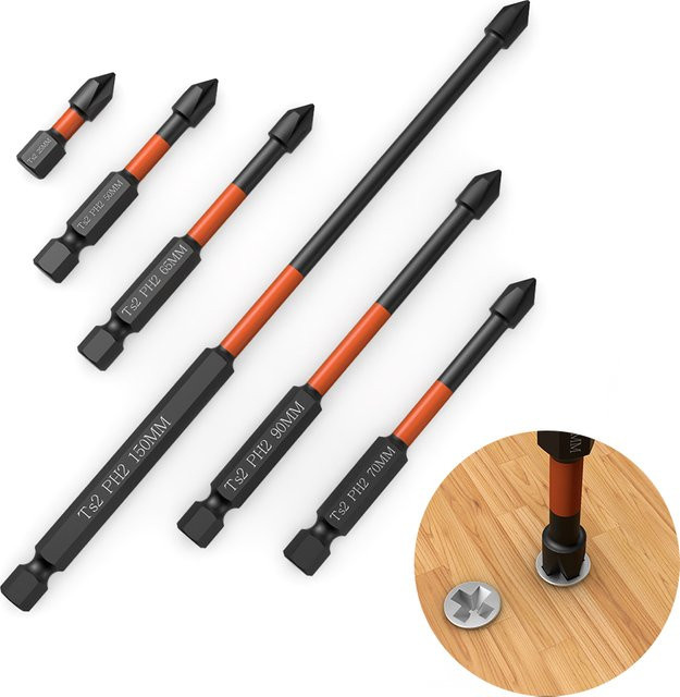 SHENSEN Kreuzschraubendreher-Set aus legiertem Stahl mit magnetischem PH2 Batch-Kopf, rutschfest, 25–150 mm - Bild 1