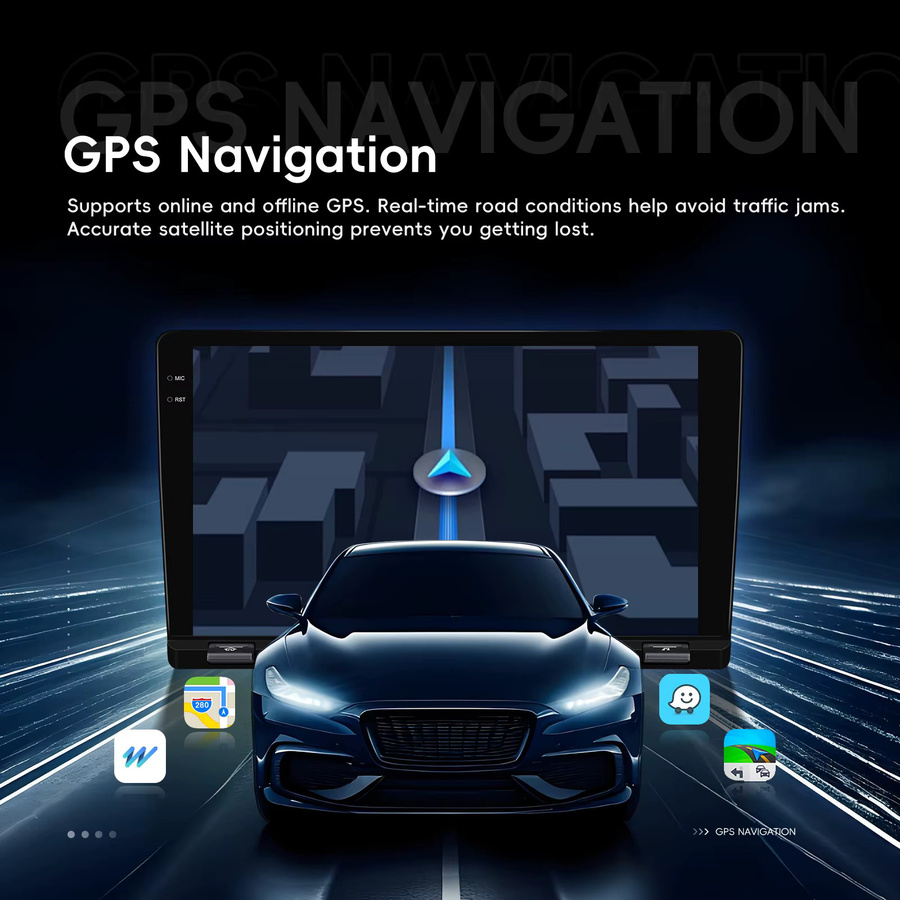Podofo 2DIN Android Autoradio mit 4G LTE, 4+64G Speicher, kabellosem Carplay und Android Auto, WIFI, GPS und FM/RDS Stereo in Schwarz - Bild 3